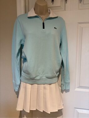 Lacoste Pastel Quarter-Zip Pullover with White Collar